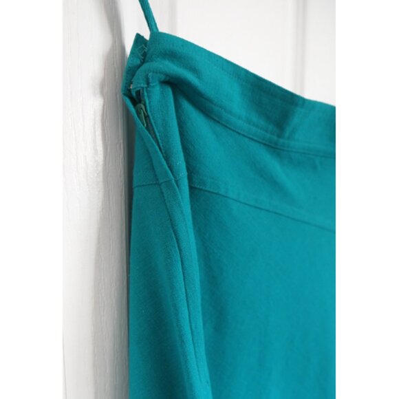 Vintage ROUIE bias cut teal cotton midi skirt - Picture 4 of 8